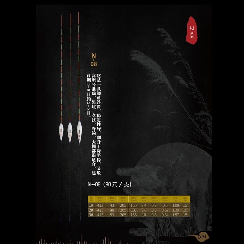 梦者钓具正品纳米鲫鱼浮漂N008黑坑不吃水高灵敏冬钓浮标垂钓用品